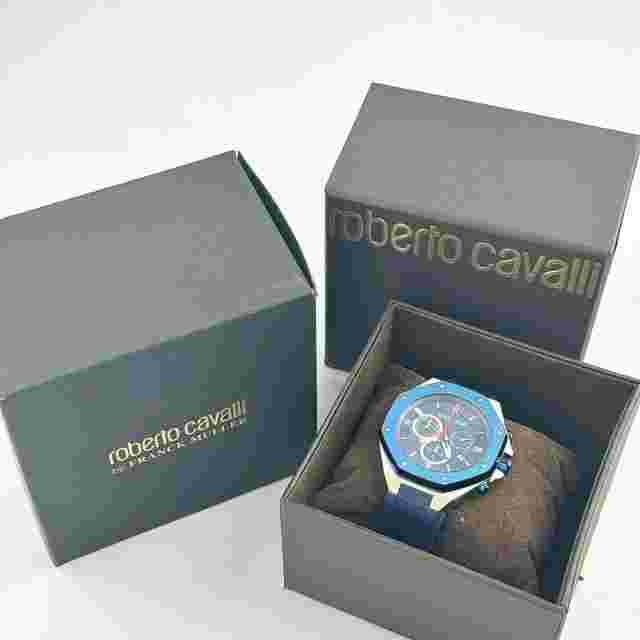 Roberto Cavalli by Franck Muller Chronograph Blue Analog Watch Used Excellent