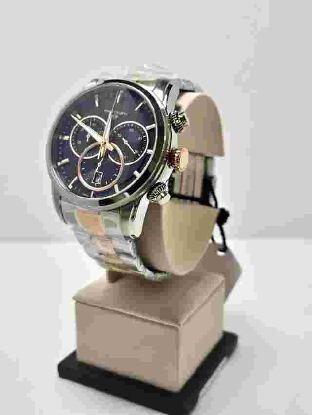 10 ATM Swiss chronograph Stainless steel case Two tone bracelet Rose gold Lumino