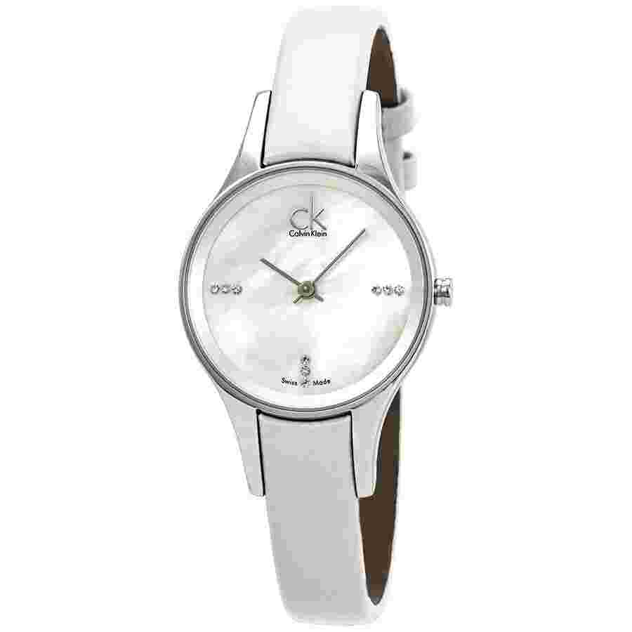 Womens Wristatch CK CALVIN KLEIN SIMPLICITY K43231LT Leather Gray Diamonds