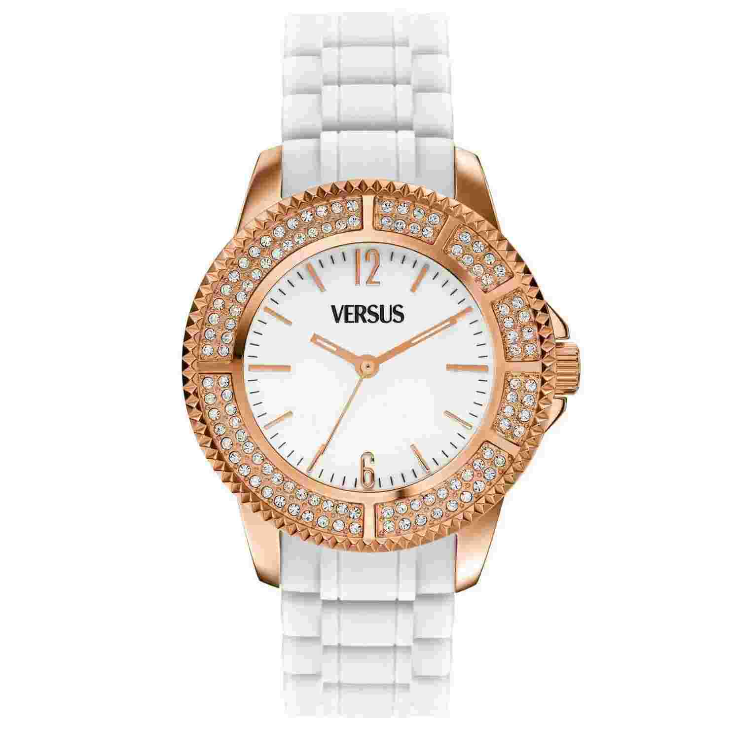 Versus Tokyo SGM07 0013 Rose Gold Tone Case White Strap Crystal Women's Watch