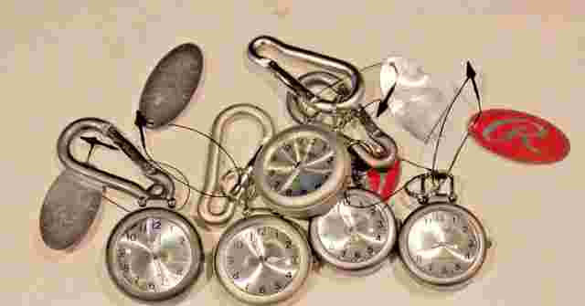 Lot Of 5 Analog Quartz Pocket Watches, For Parts or Repair / As shown
