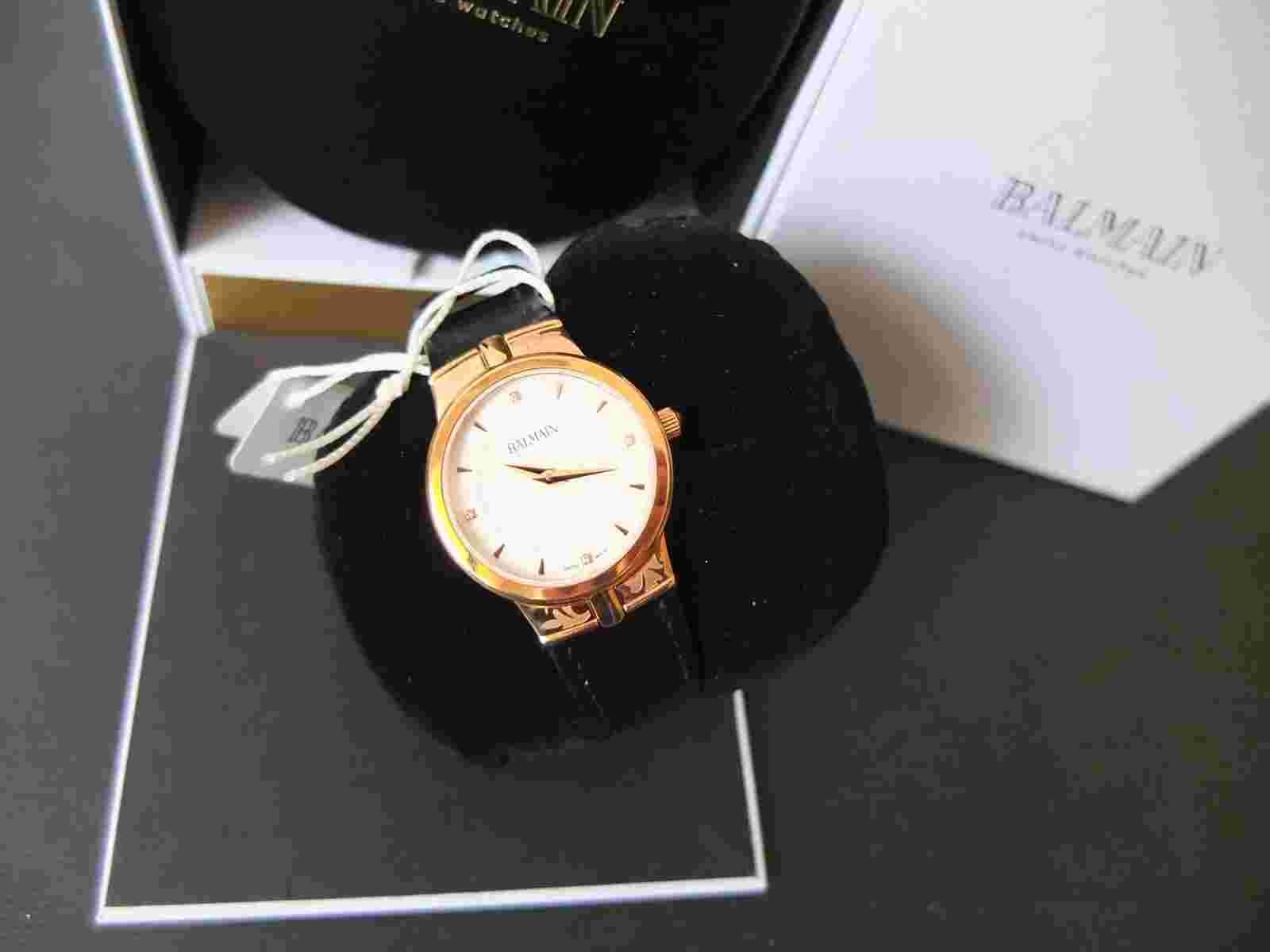 Balmain Women's Watch In Rose Gold New With 4 Diamonds B4130.33.26