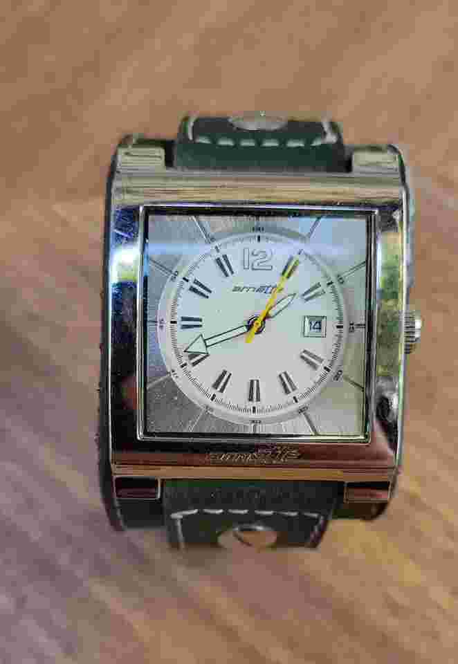 35mm Arnette Wristwatch Men's Stainless Steal Wide Band Strap Green New Battery
