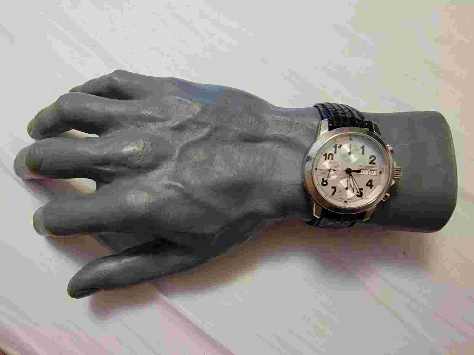 Tourneau Sportgraph Stainless Steel 25 Jewels Valjoux 7750 Chronograph Day/Date
