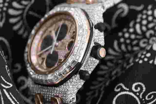 Audemars Piguet Royal Oak Offshore 42mm Custom Two Tone Rose Watch Baguettes