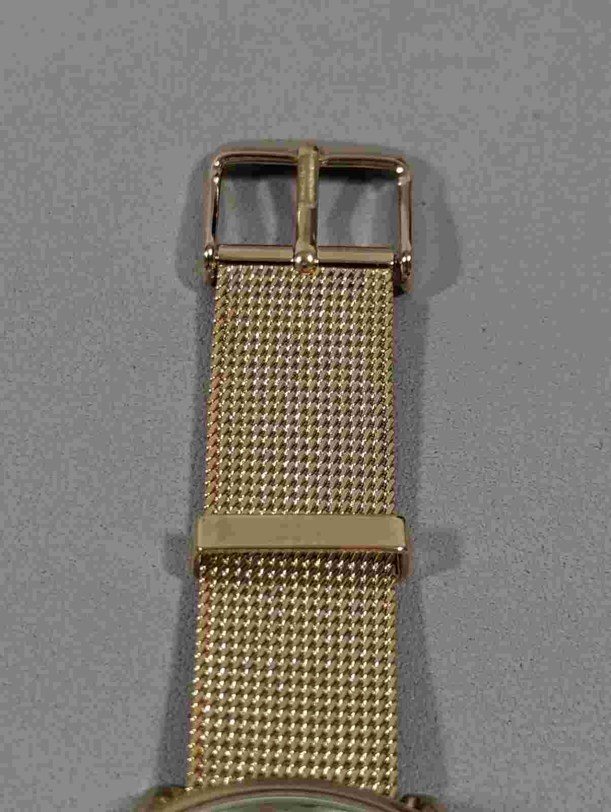 Rocawear Silver Tone Dial Round Gold Tone Case Mesh Stainless Steel Band Watch