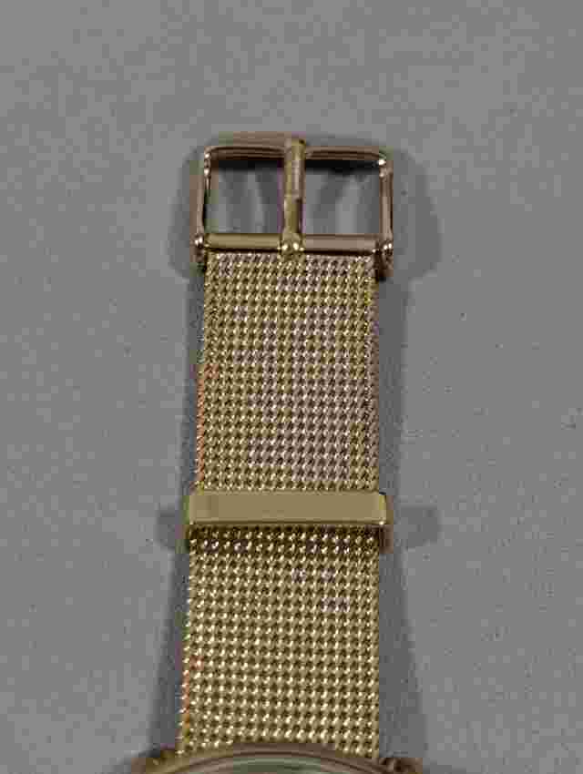 Rocawear Silver Tone Dial Round Gold Tone Case Mesh Stainless Steel Band Watch