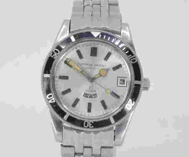 VTG OLYMPIA ORIENT WEEKLY 0-19639 DIVER 21J WHITE MANUAL MENS WATCH Japan 118
