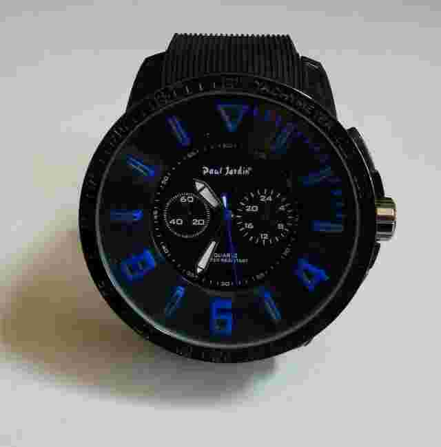 Men's Black & Blue Finish Silicone Band Fashion Hii Hop Casual Watch