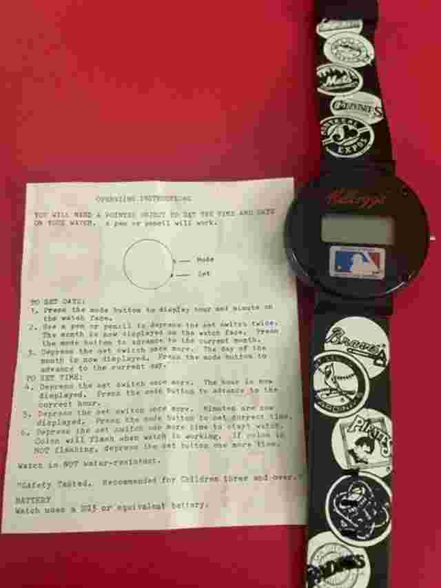 Vintage Kellogg's MLB Baseball National League Black Plastic Watch N.O.S.