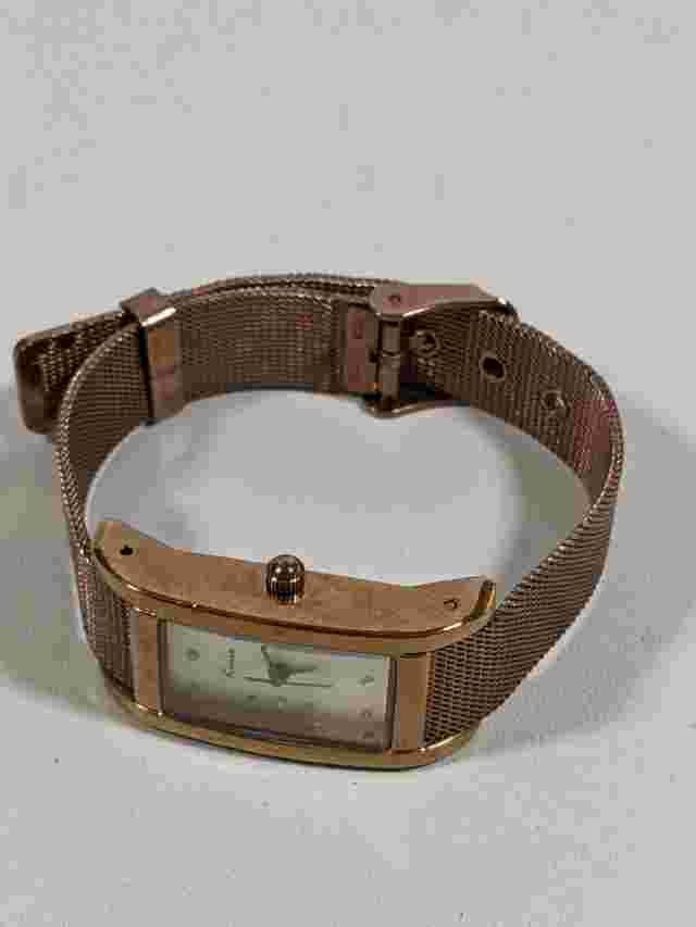 Kimio White Dial Rectangle Brown Case Mesh Style Metal Band Watch 8.5 Inch