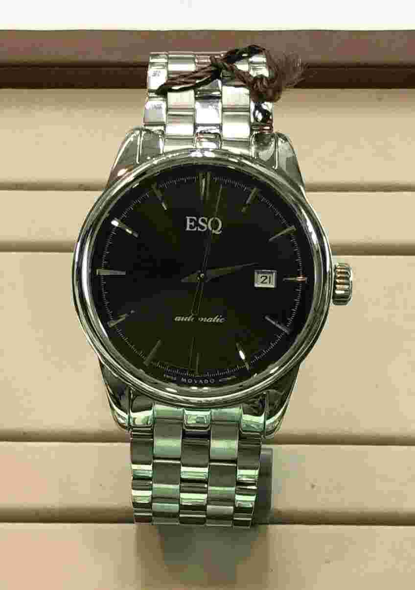 ESQ Movado Men's 07301375 Chronicle Stainless Steel Black Round Dial Watch