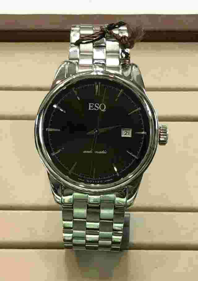 ESQ Movado Men's 07301375 Chronicle Stainless Steel Black Round Dial Watch