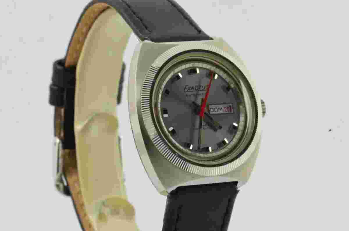 Exactus Automatic Women's Watch Steel Vintage with Leather Band 1 3/32in RAR