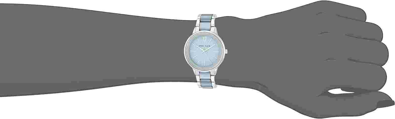 Light Blue Silver-Tone Watch, Scratch-Resistant, 37mm, Water-Resistant 30m