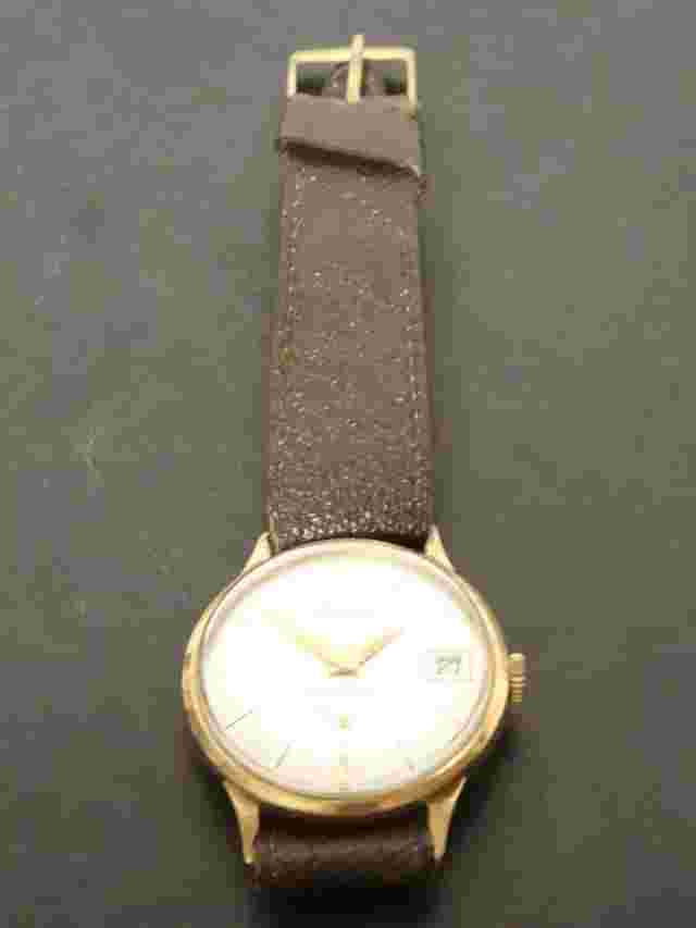 9CT GOLD ACCURIST 21 JEWELS ANTIMAGNETIC DATE WRISTWATCH LONDON 1965 WORKING