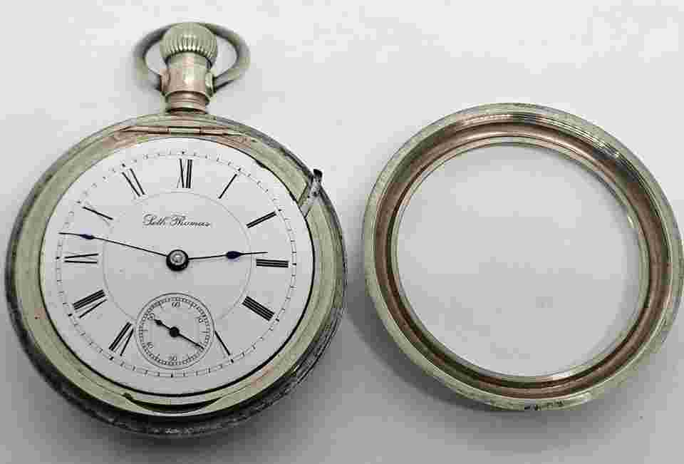 Antique Working 1893 SETH THOMAS Gents Victorian Nickel Silver Pocket Watch 18s