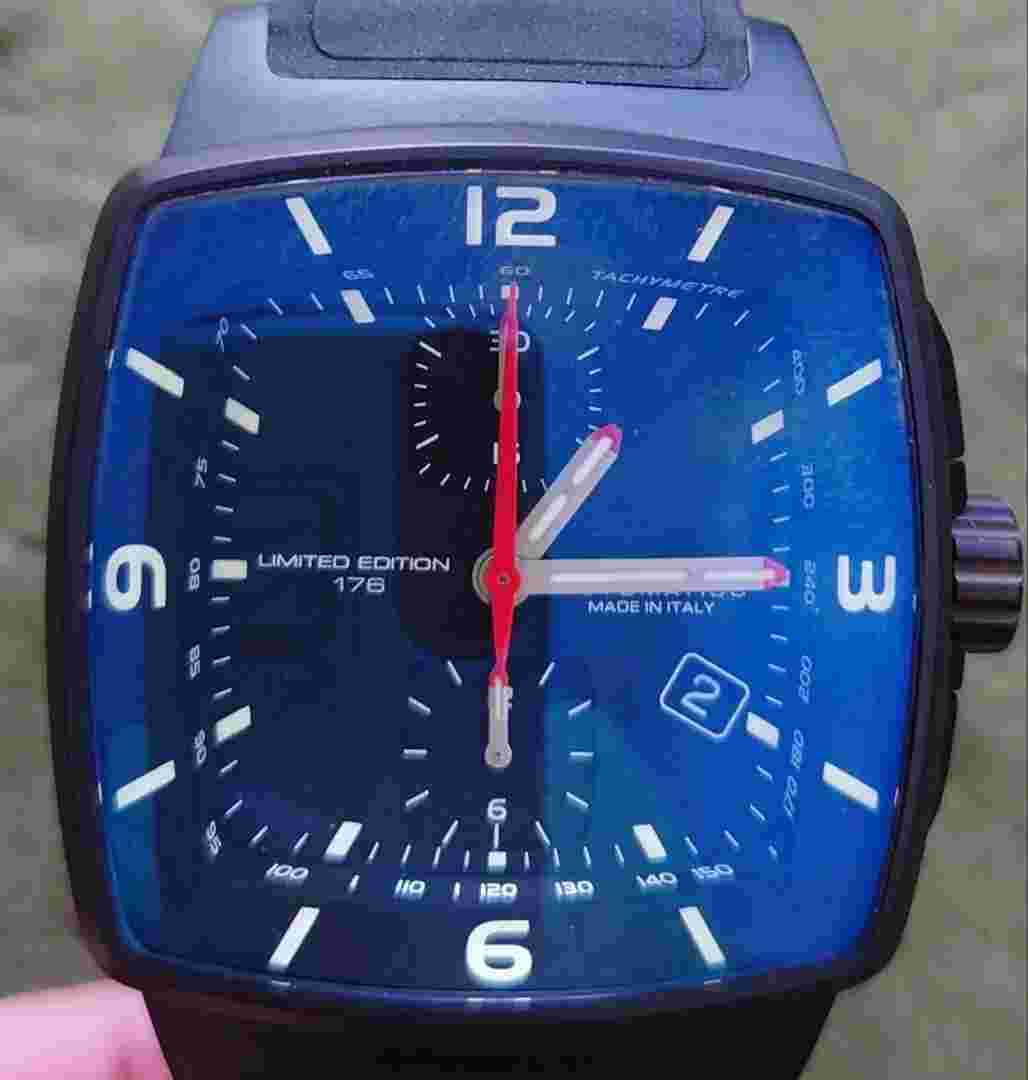 MOMO DESIGN Automatic Winding Blue Dial Swiss Made Square Men's Watch