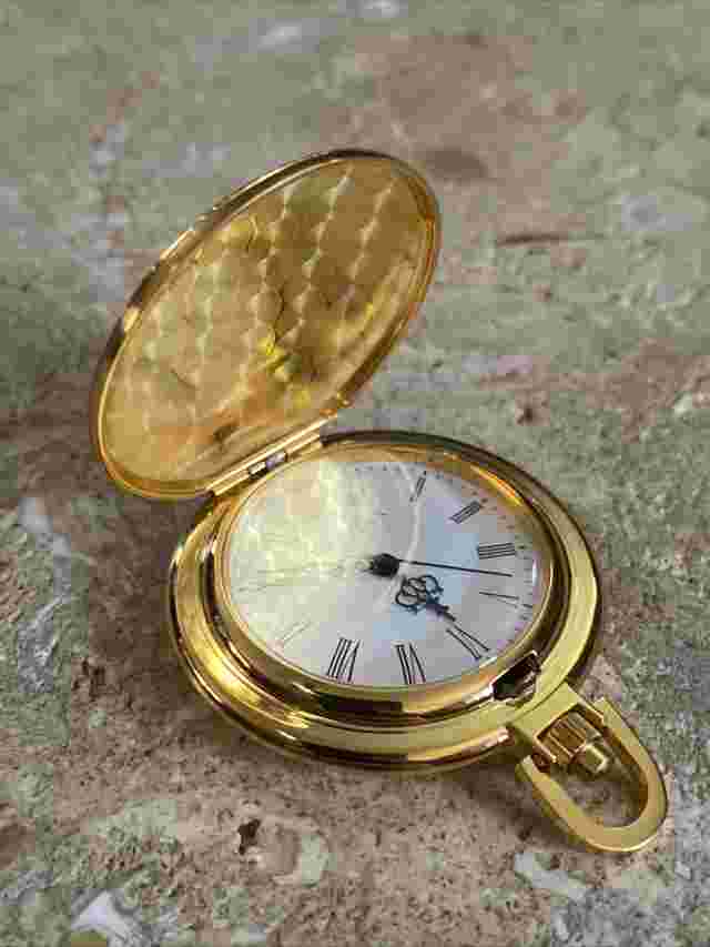 Vintage Rare Judith Jack Gold Tone Pocket Watch Needs Battery #2347
