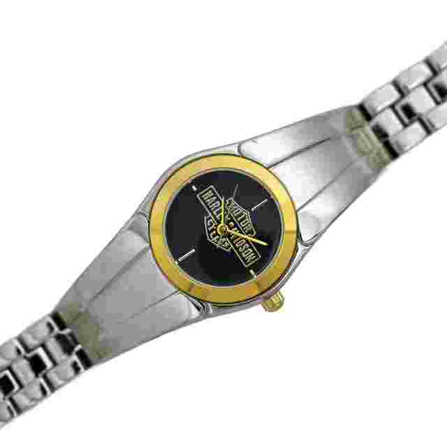 Harley Davidson Motors Ladies Two Tone Black Dial Wrist Watch 25mm