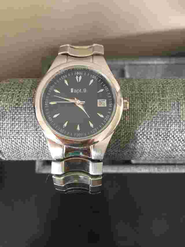 Apt. 9 Watch Mens Stainless Steel Silver Water Resist Battery Gray Date Quartz