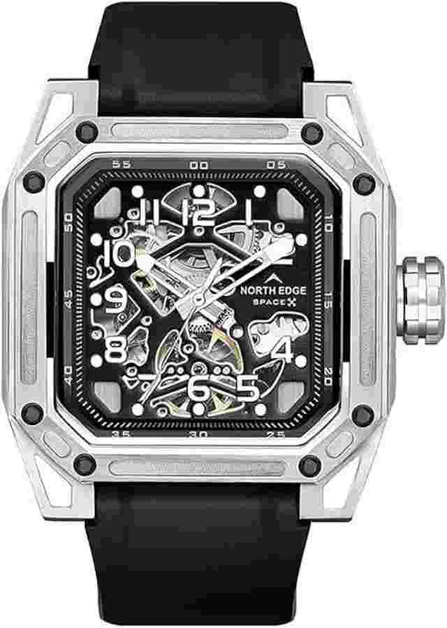 North Edge Spacex Steel Square Automatic Mechanical Waterproof 100M Men's Watch