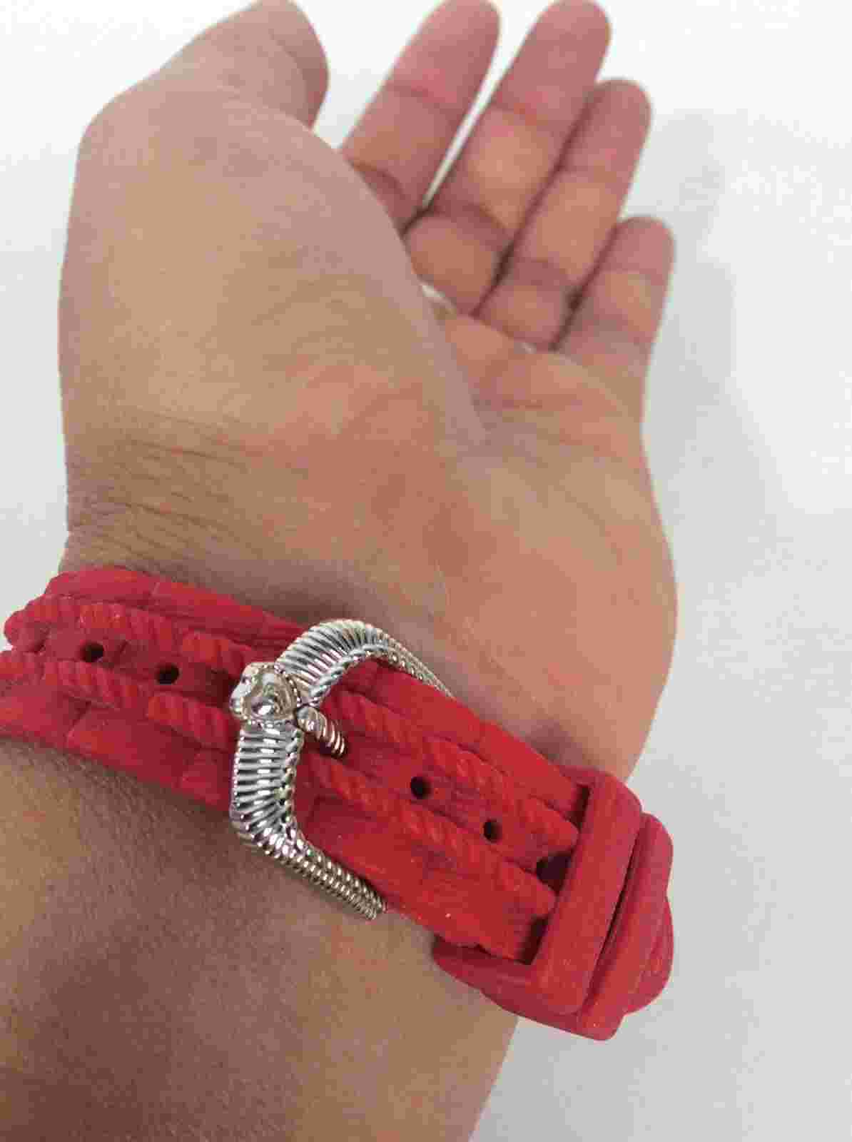 Beautiful Judith Ripka Stainless Steel Red Silicone  Band Watch