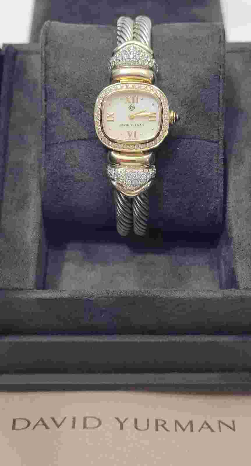David Yurman 21mm 14k Diamond Bezel 7 Jewels Swiss Quartz Ladies Watch Authentic