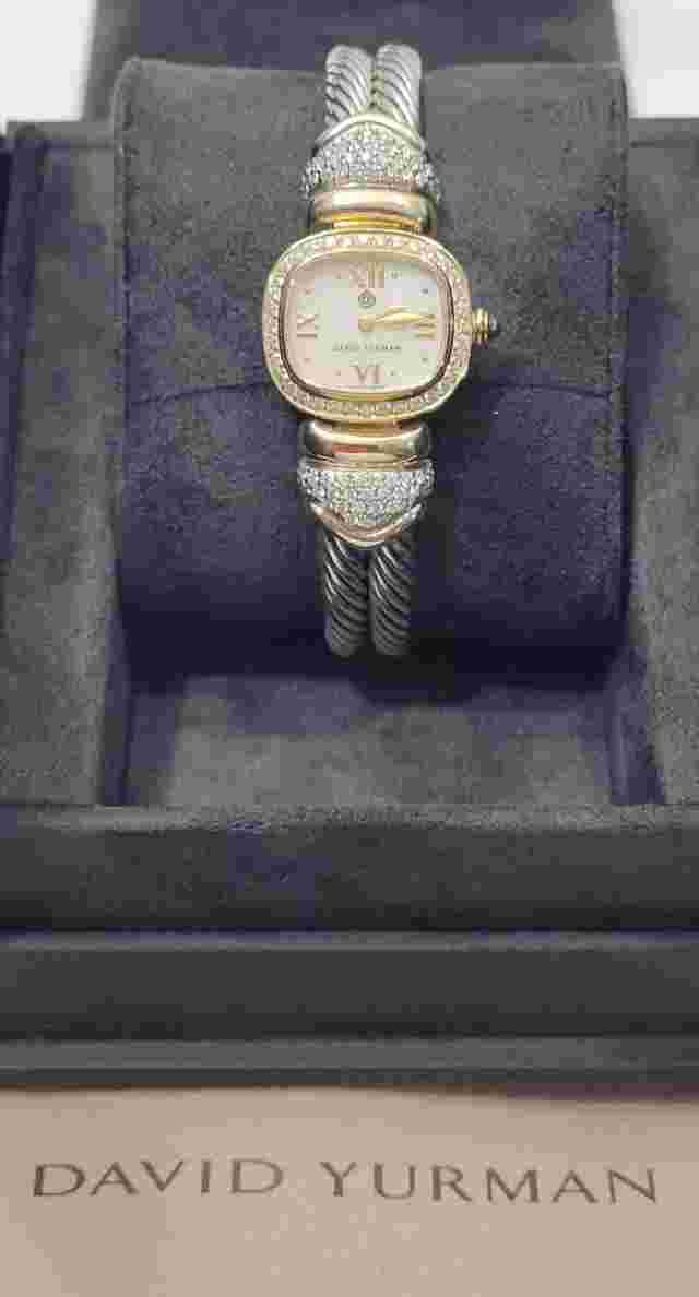 David Yurman 21mm 14k Diamond Bezel 7 Jewels Swiss Quartz Ladies Watch Authentic