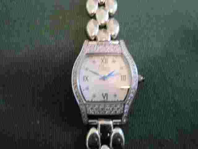 #207 ladys sterling silver 96  diamond AFFINITY quartz watch bracelet