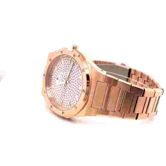 IceTime ALPHA Rose 42mm Men's Rose Gold Steel Watch Iced 0.10ct Diamonds