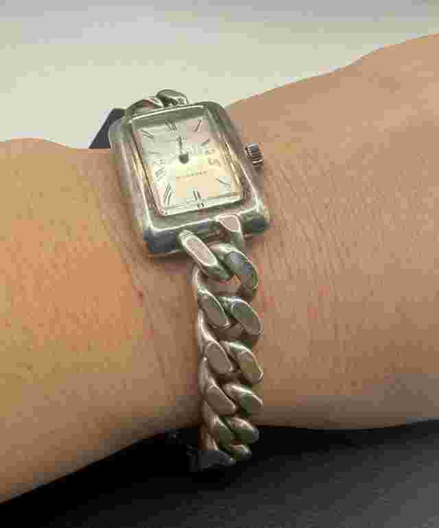 Vintage Dugena Jeunesse 925 Sterling Silver Mechanical Wrist Watch Cuban Link #4