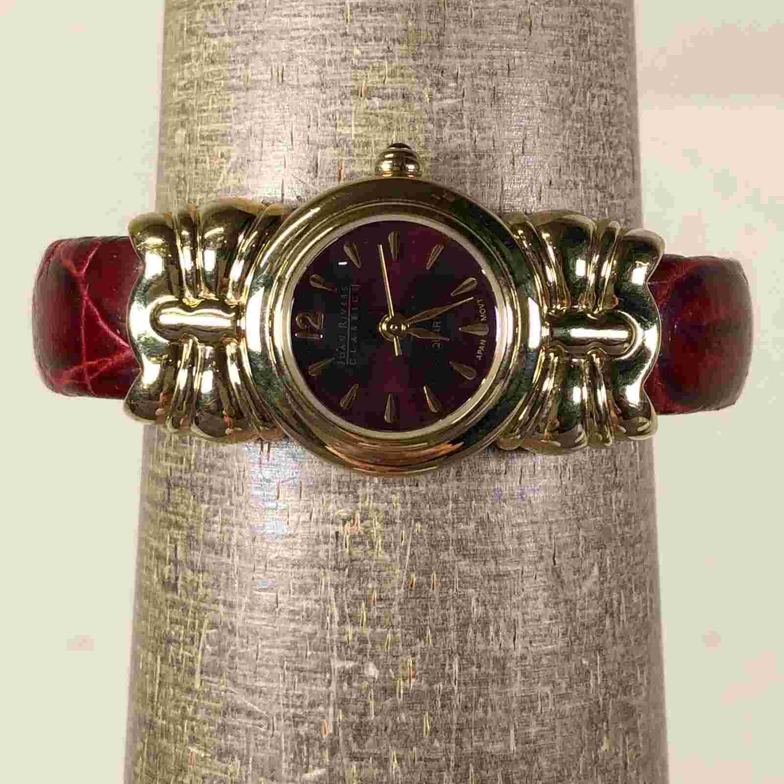 Joan Rivers Classics Women Dress Red Dial 23mm Cuff Bangle Quartz Watch 6 1/4"