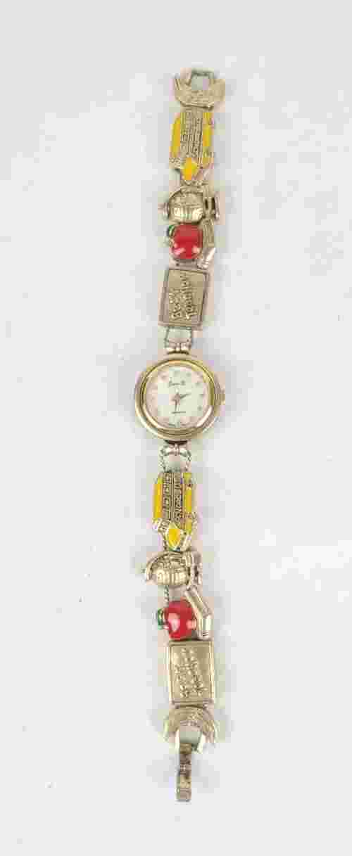 Jennie B Women Quartz Watch Slide Charms Best Teacher New Battery 7.5" Gold Tone