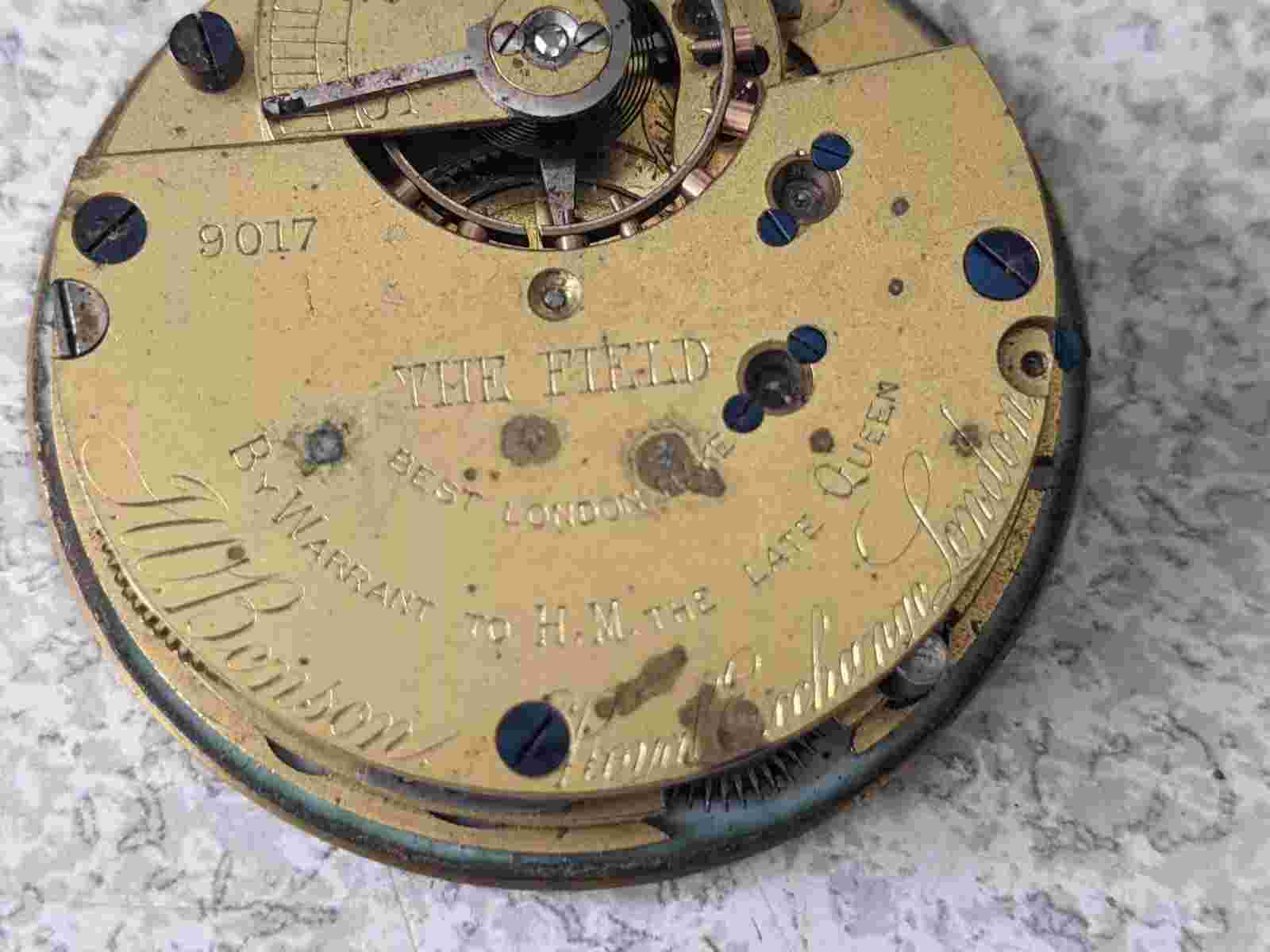 ANTIQUE POCKET WATCH MOVEMENT   - J. W BENSON- THE FIELD-  SPARES REPAIRS  2