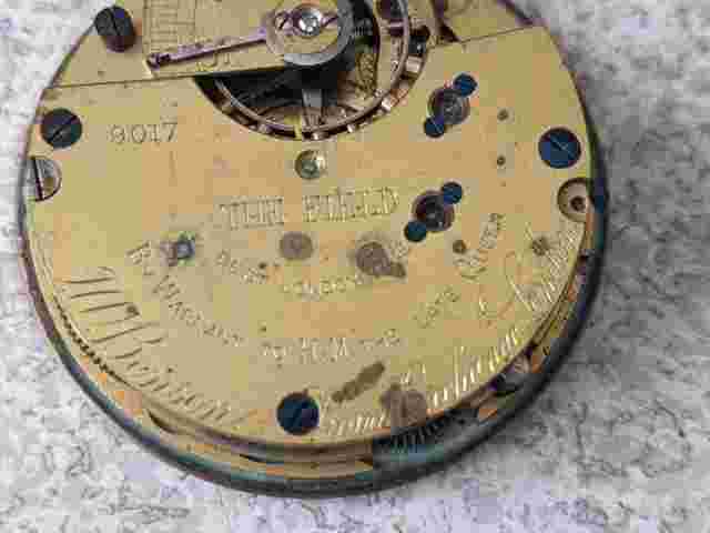 ANTIQUE POCKET WATCH MOVEMENT   - J. W BENSON- THE FIELD-  SPARES REPAIRS  2