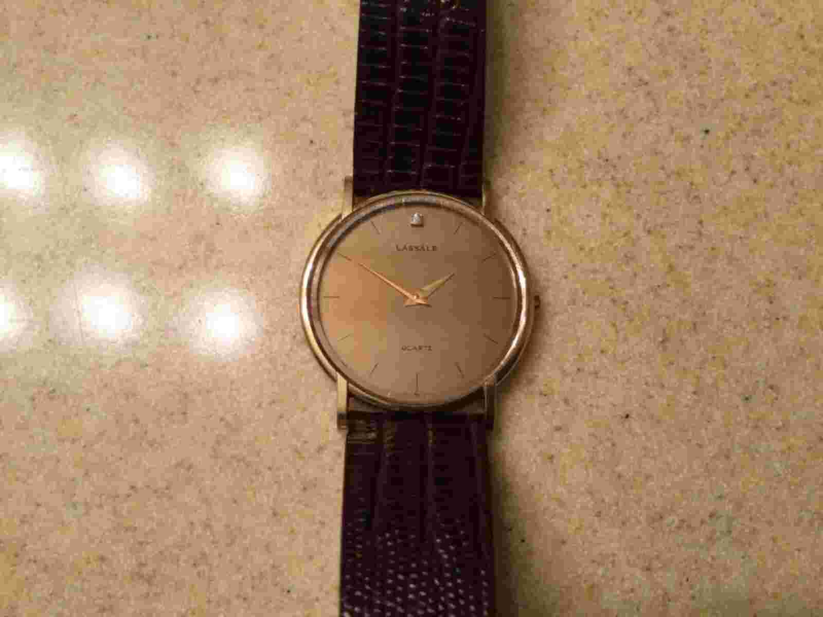 VINTAGE LASALLE SEIKO ULTRA THIN MEN’S DRESS WATCH DIAMOND AT 12 O’CLOCK INDEX