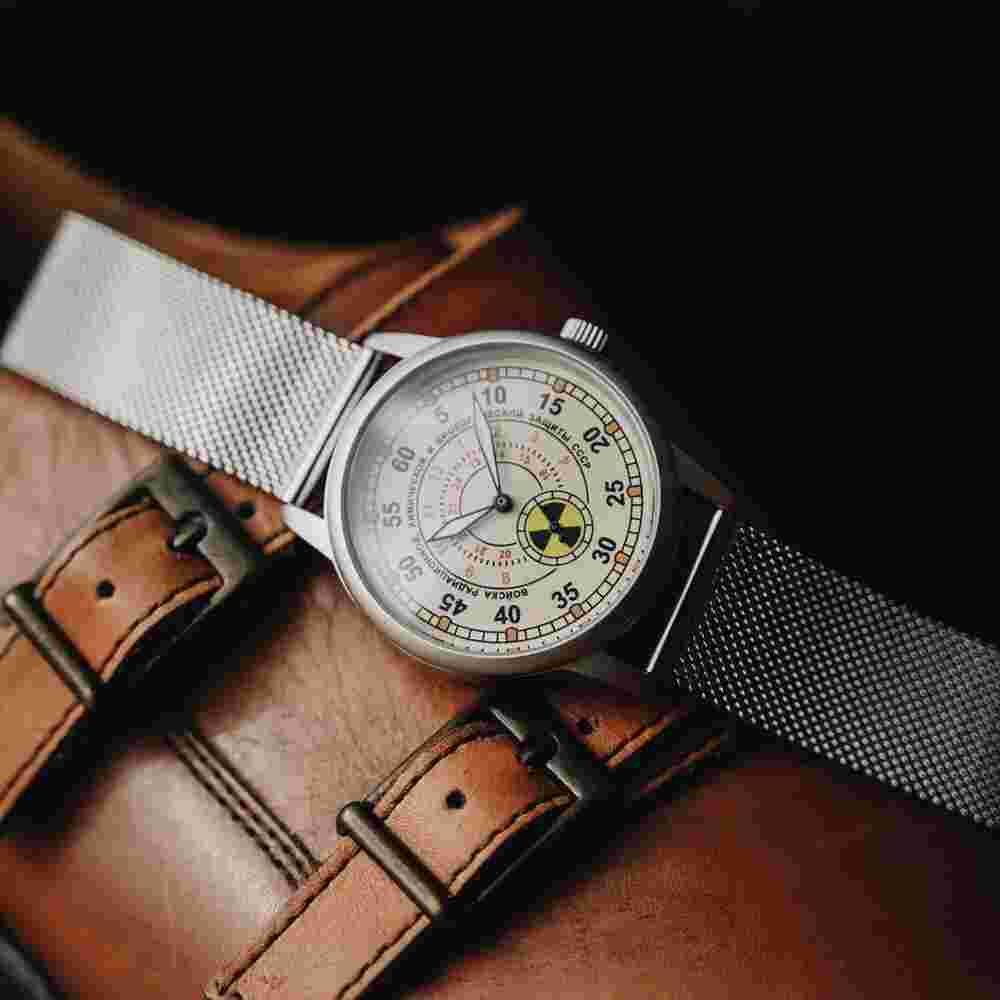 Vintage Mens wrist watch ZiM "RKhBZ" Radiation chemical protection 1980s
