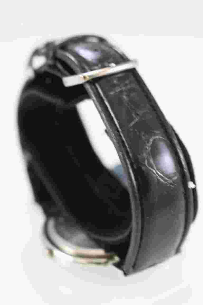 Watch it Watch Men Silver Stainless Steel WR Leather Black Battery White Quartz