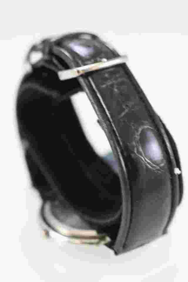 Watch it Watch Men Silver Stainless Steel WR Leather Black Battery White Quartz