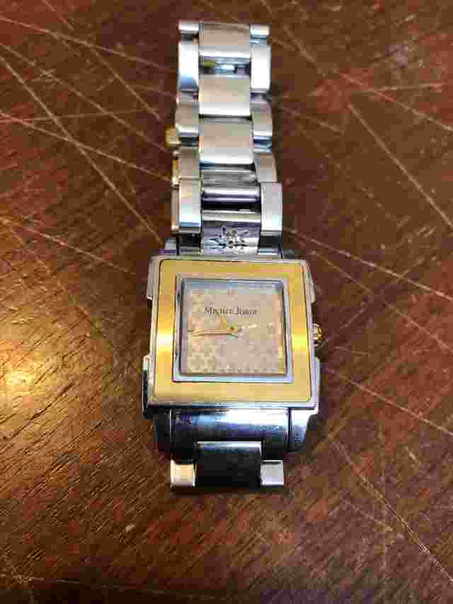 Rare Michel Jordi Square Unisex  Watch Two Tone Gold & Steel Red.2002