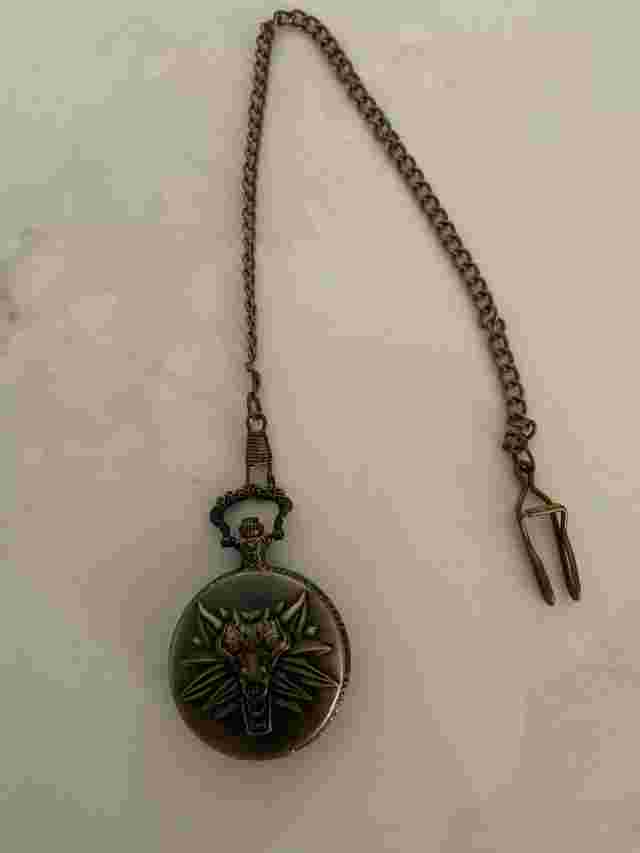 Bronze roaring lion head embossed personality necklace pocket Watch Working Good