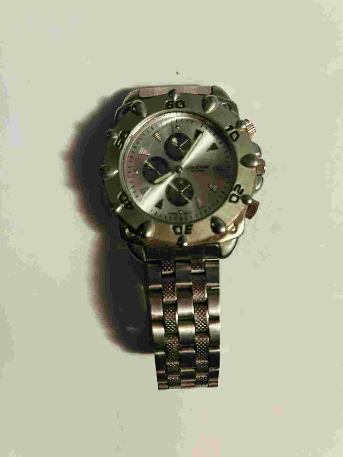 Cote d' Azur Silver Tone Quartz Analog Men's Watch Sz. 7 3/4"