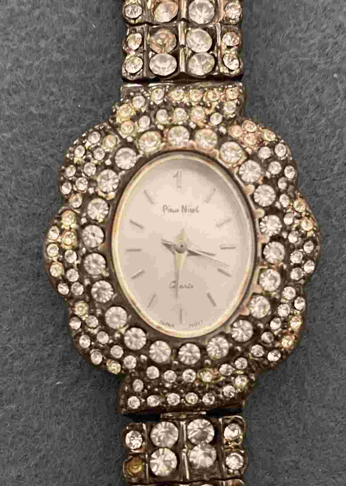 Pierre Nicol Quartz Rhinestones Women Watch Japan Not Working