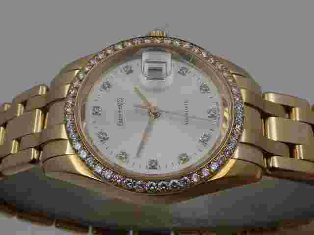 EBERHARD&CO. AQUADATE PEARLMASTER LADY DIAMONDS & GOLD 18KT BOX&PAPERS '98 WATCH