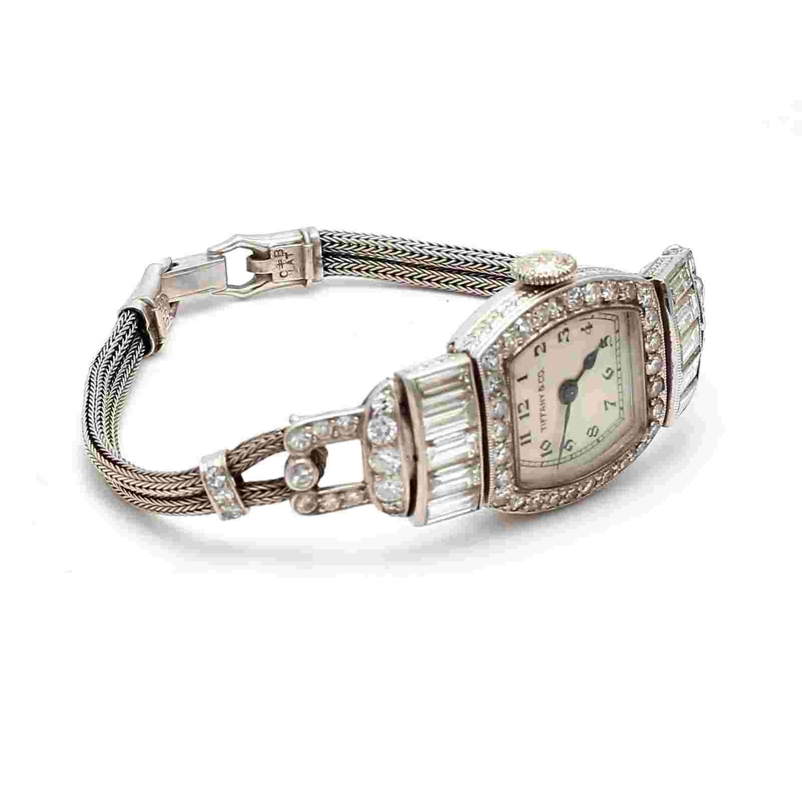 Tiffany & Co 3.60 Total Carat H SI1Diamond Platinum Wrist Watch