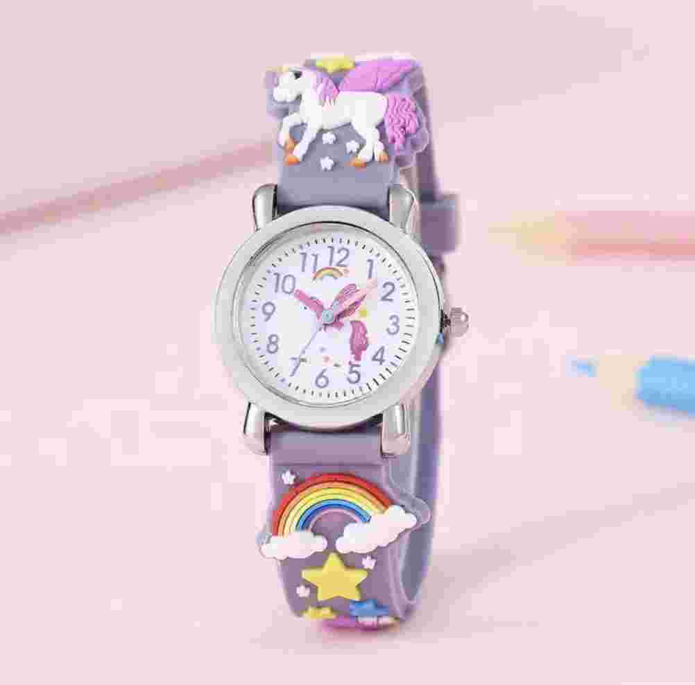 Vibrant Rainbow Wings Unicorn Flying Horse Kids Cartoon Watch