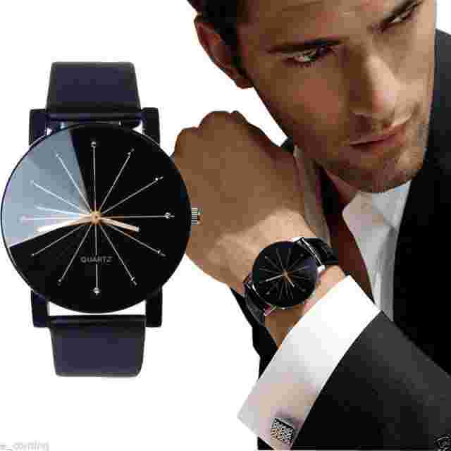 EPIC TIME- Midnight Leather Black Dress Watch-Men