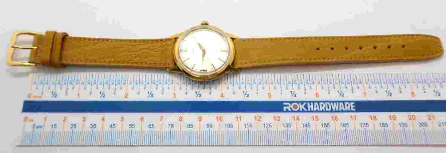MEPA, 70's, 17 J, Manual Wind, "Classic Round" Yellow Leather MEN'S WATCH,982