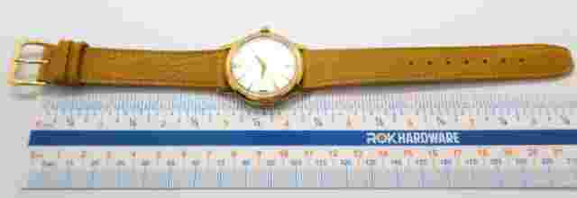 MEPA, 70's, 17 J, Manual Wind, "Classic Round" Yellow Leather MEN'S WATCH,982